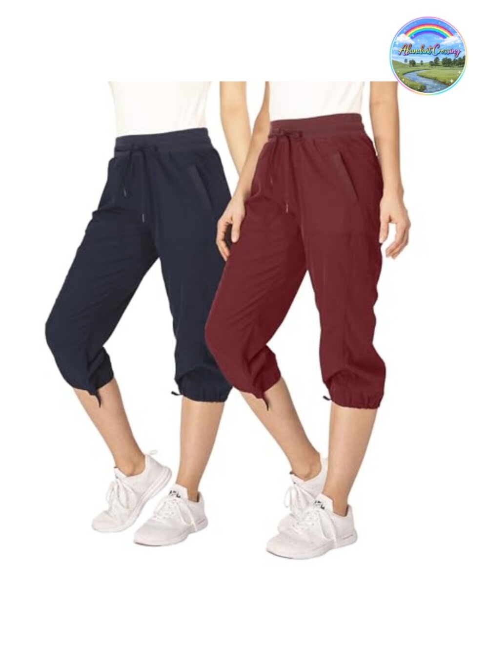 Women's Capri Cargo Pants 2 Pack with Pockets Stretch Hiking